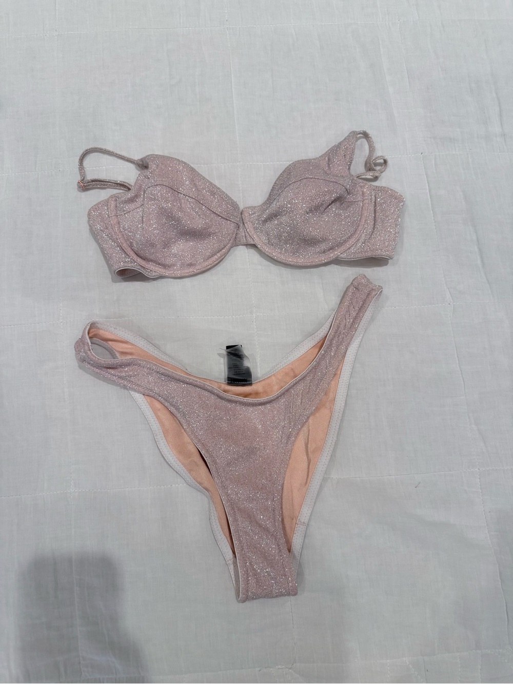 triangl swimwear Shimmery Pale Pink Bikini Set